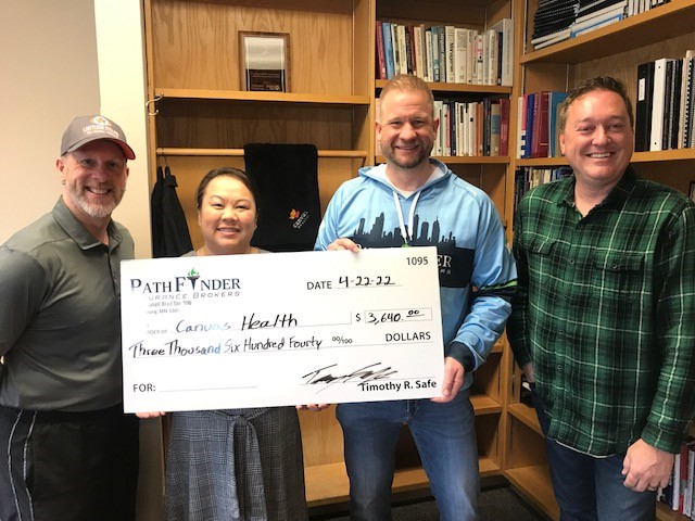 pathfinder insurance check donation - donate to canvas health, Minnesota mental health clinics, ccbhc Minnesota