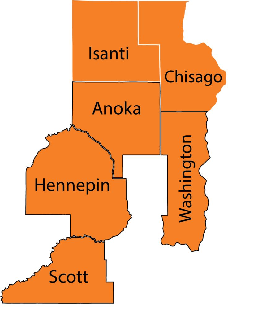 Map of counties, Minnesota mental health clinics, ccbhc Minnesota