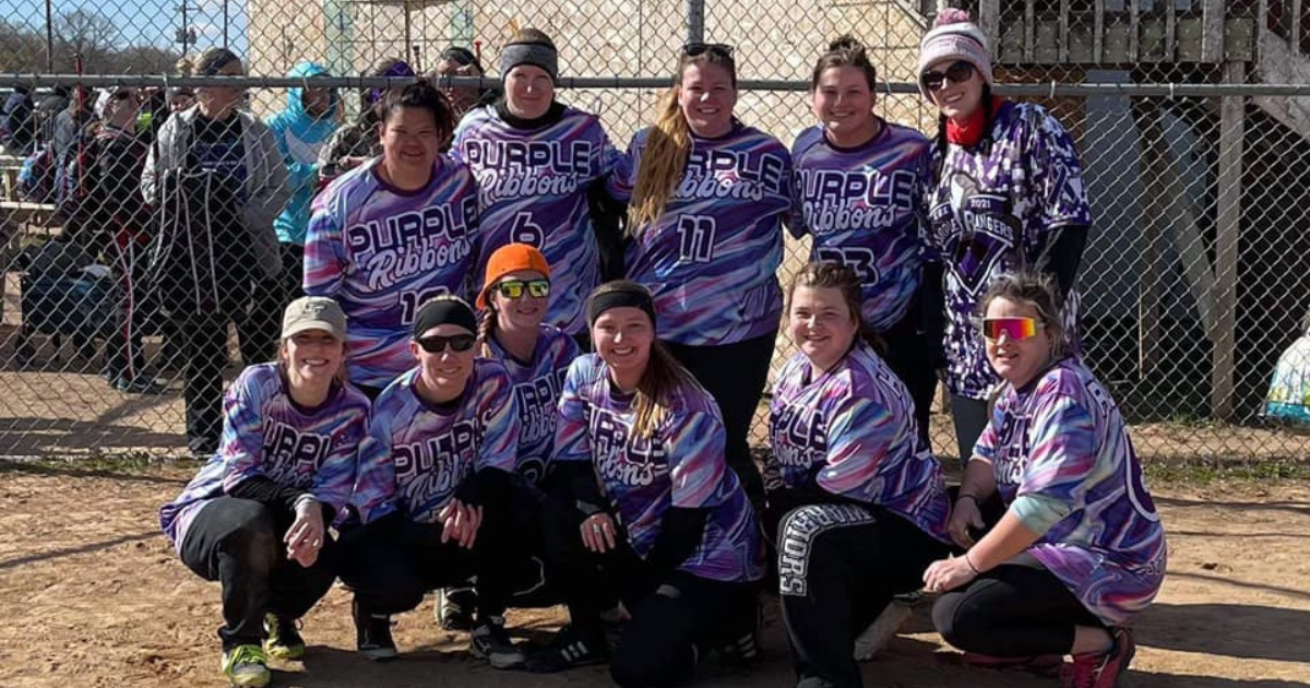 Softball team photo, mental health